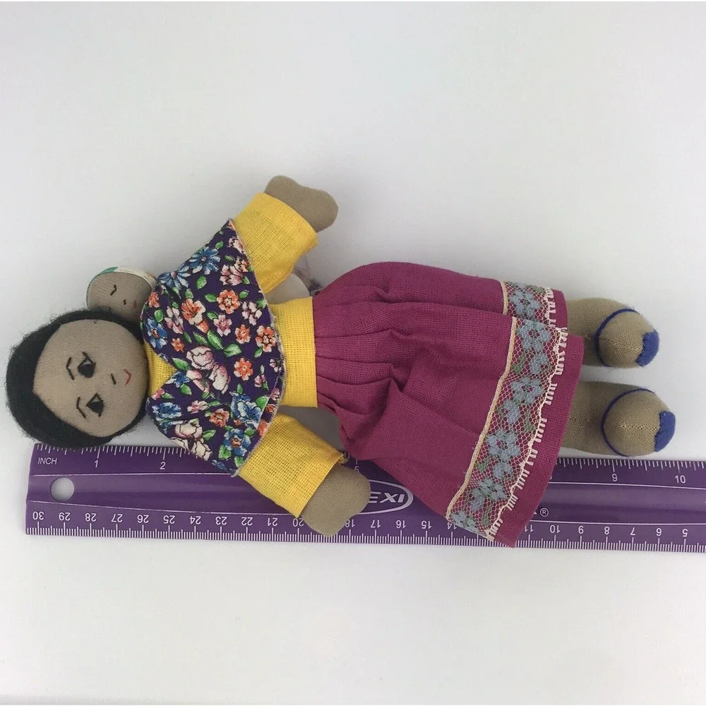 Handmade Folk Art Doll Mother & Baby Child Shawl South American Mexico Guatemala